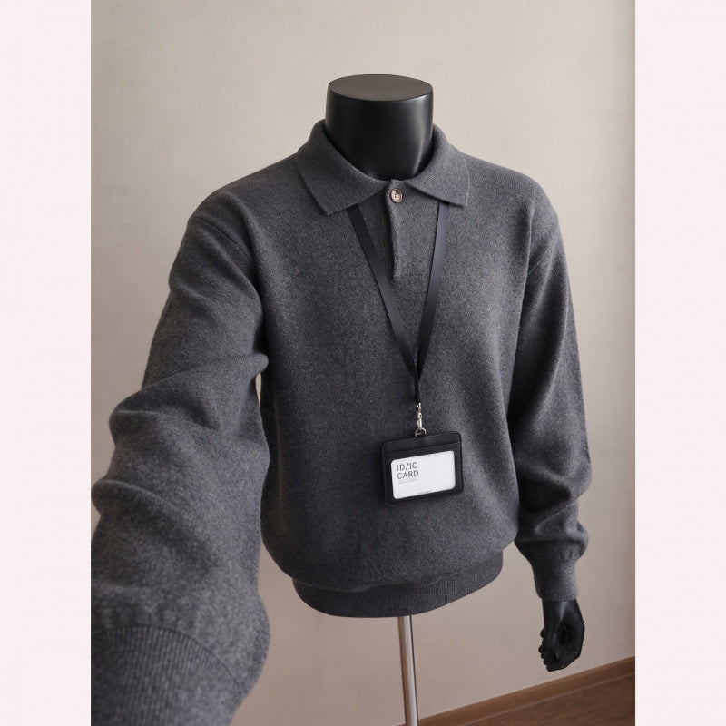Men's Casual Knit Sweater with Polo Collar Mune Fashion