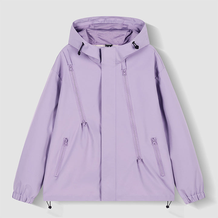 Men's water-repellent hooded jacket with diagonal zippers and adjustable hem Mune Fashion