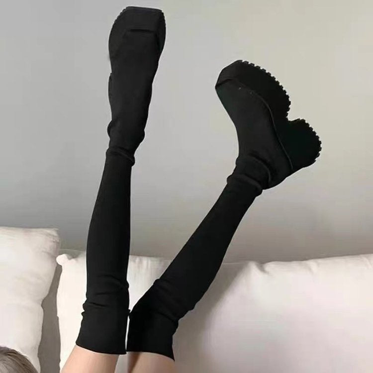 Women's Plateau Sock Boots with distinctive Lug Sole and sculptural platform Mune Fashion