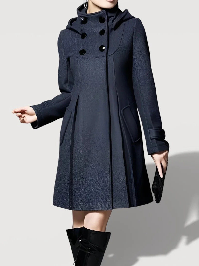 Women's Fashion Transitional Jacket with Hood and Button Details