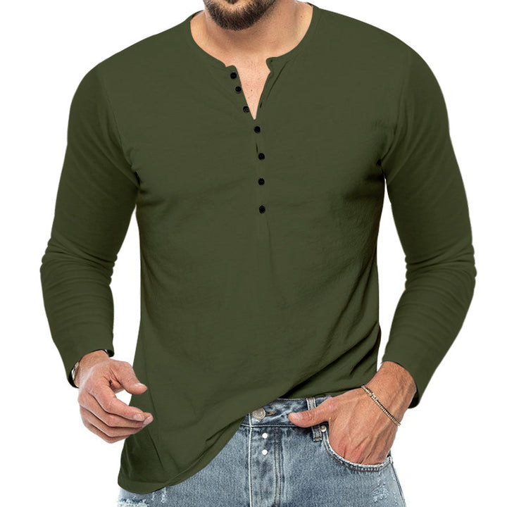 Men's slim fit Henley shirt with stand-up collar and short button placket Mune Fashion