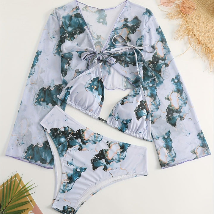 Women Bikini Set with Transparent Blouse Mune Fashion