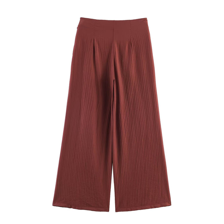 Women Wide High-Waist Palazzo Pants with Wrap Skirt Look and Waist Tie Mune Fashion