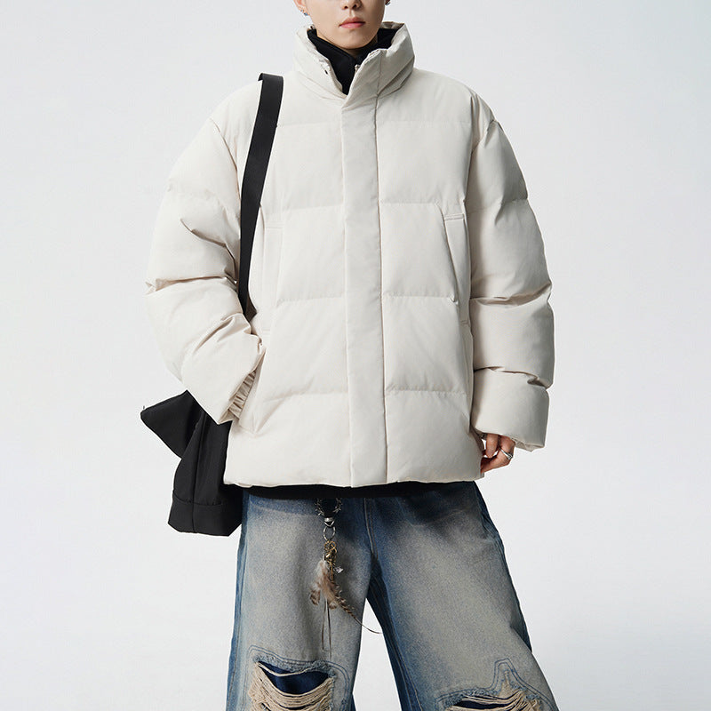 Men's Short Cut Oversized Quilted Jacket with High Collar Mune Fashion