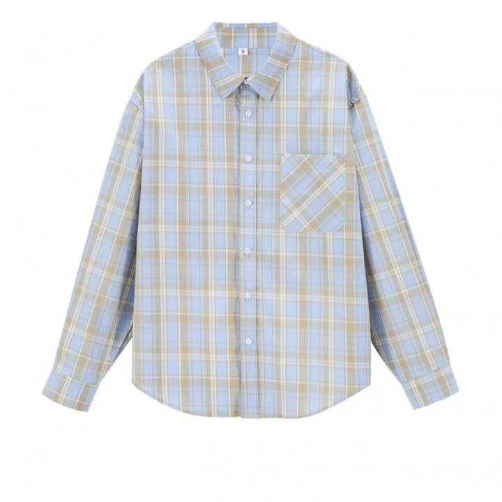 Unisex Boxy-check overshirt with shirt collar and applied chest pocket Mune Fashion