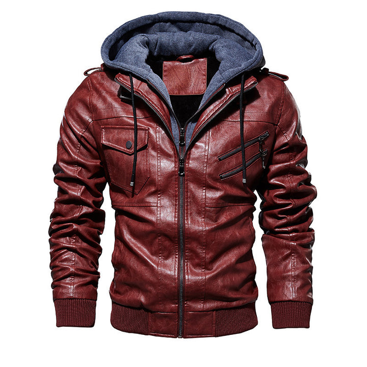 Men's Trendy Leather Jacket with Hood Mune Fashion
