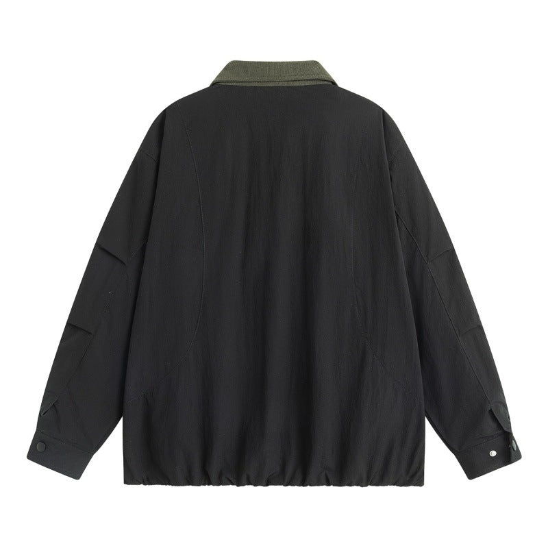 Men's Lightweight Harrington Transition Jacket with Cord Collar, Concealed Snap Button Placket & Zip Pockets Mune Fashion