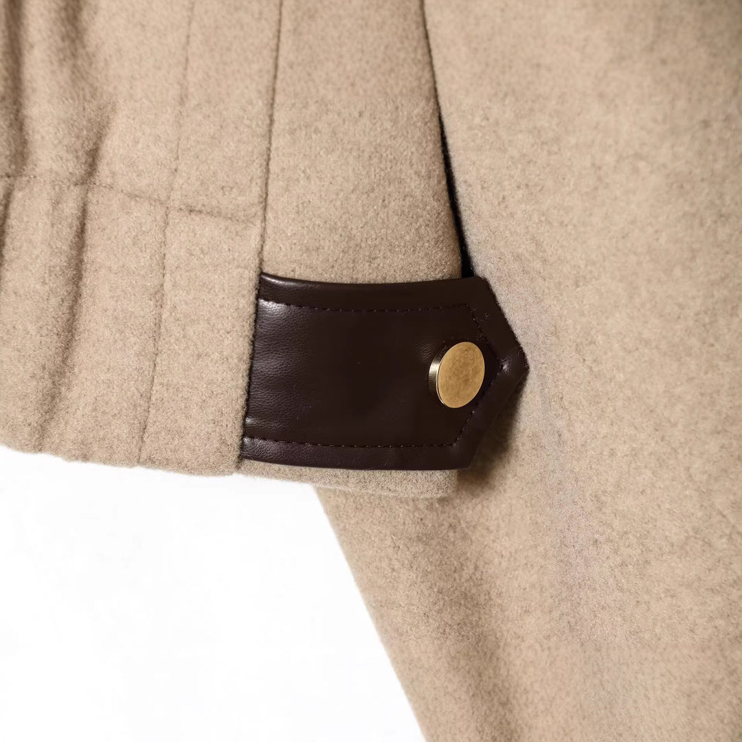 Women's short jacket in boxy-cropped wool blend with visible metal zipper and contrast cuffs Mune Fashion