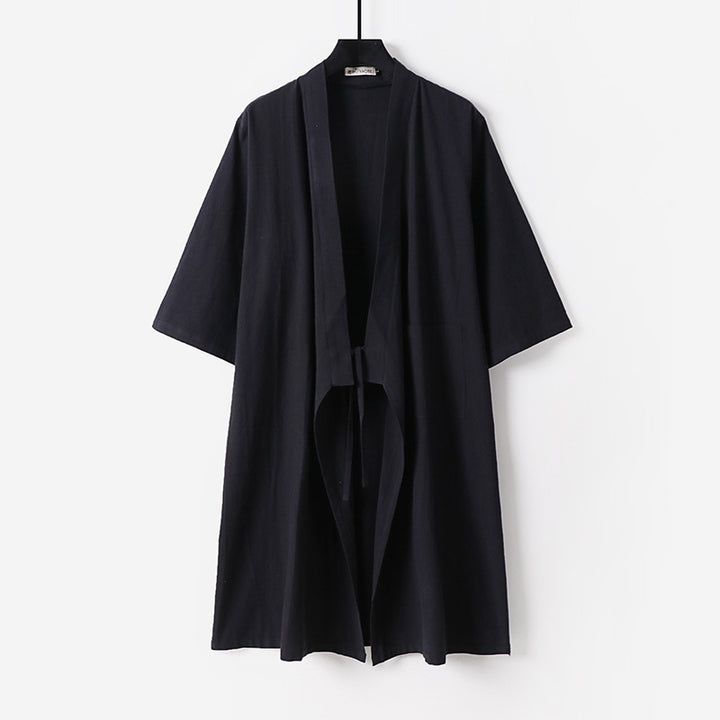 Unisex Oversize Kimono Coat made of cotton blend with tie belt and three-quarter sleeves Mune Fashion
