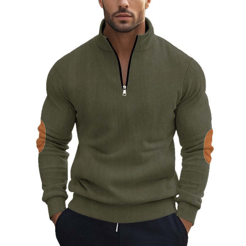 Men's sporty sweater with stand-up collar and zipper Mune Fashion
