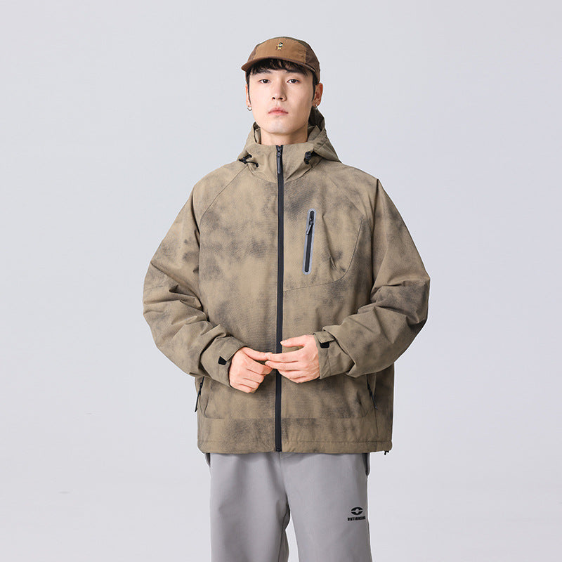 Men's Technical Rain Jacket with Hood Waterproof Shell and Reflective Chest Pocket Mune Fashion