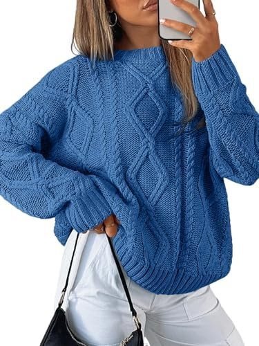 Women's chunky knit sweater in cable pattern with casual oversized cut Mune Fashion