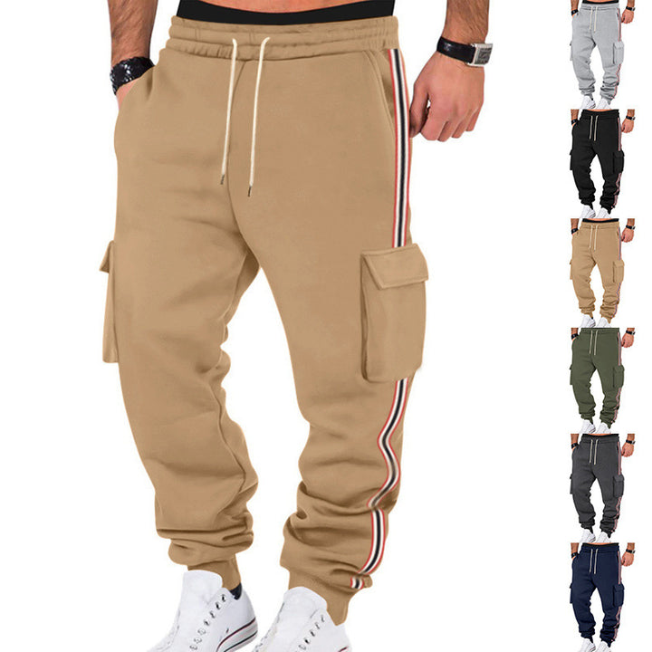 Men's Cargo Jogger Pants with Side Flap Cargo Pockets, Drawstring & Ribbed Cuffs