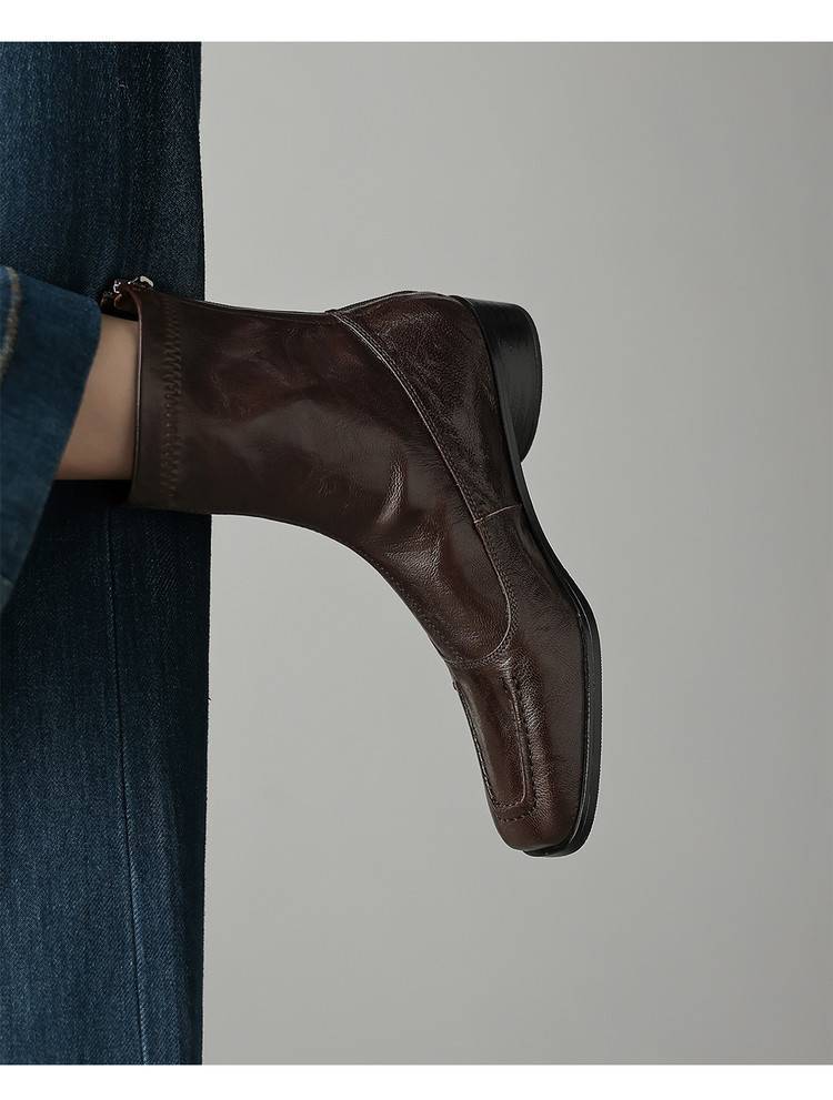 Ladies Fashion Leather Ankle Boots with Elegant Design Mune Fashion