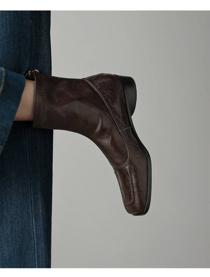 Ladies Fashion Leather Ankle Boots with Elegant Design Mune Fashion