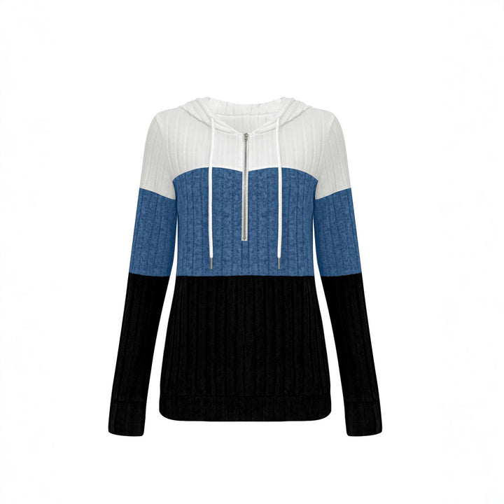 Women's Ribbed Lounge Set with Hooded Half-Zip and Wide Palazzo Knit Pants Mune Fashion