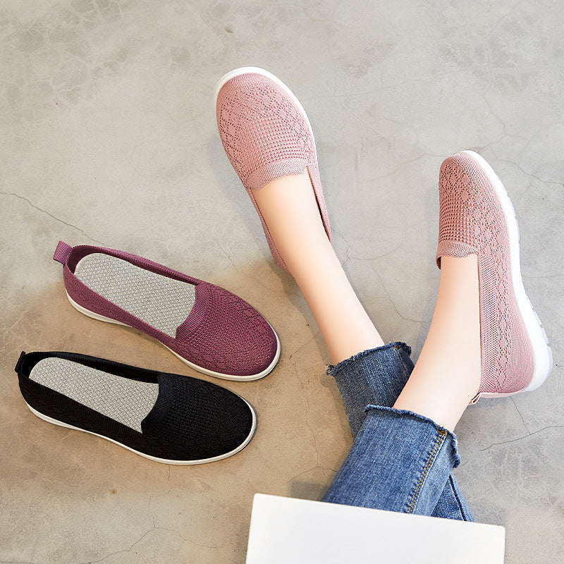 Women's lightweight knitted slip-on comfort walking sneaker with breathable 3D knit upper and flexible lightweight sole Mune Fashion