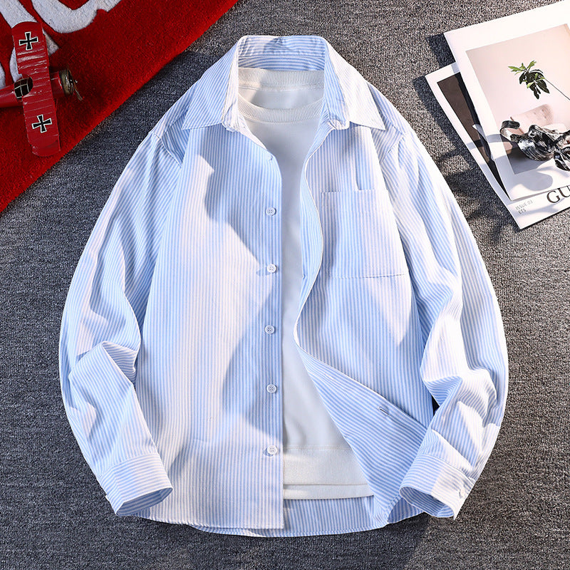 Men's striped overshirt jacket made of cotton blend with chest pocket Mune Fashion