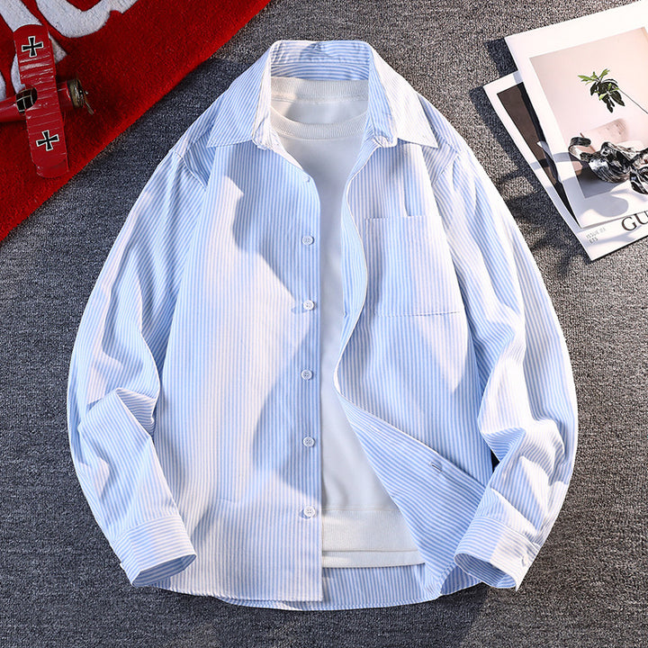 Men's striped overshirt jacket made of cotton blend with chest pocket Mune Fashion
