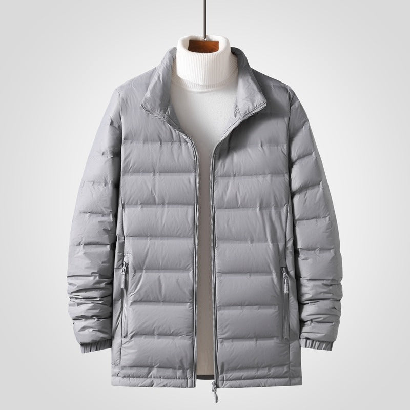 Men's Lightweight Thermal Quilted Coat with Stand-Up Collar, Two-Way Zipper and Concealed Side Pockets Mune Fashion