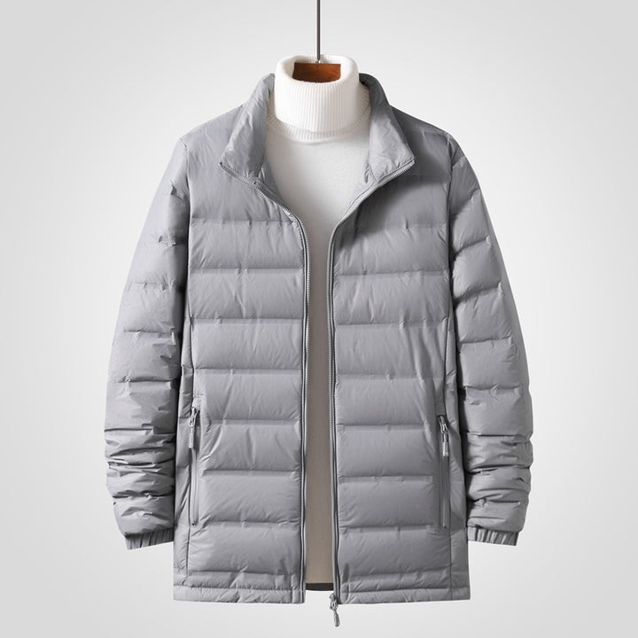 Men's Lightweight Thermal Quilted Coat with Stand-Up Collar, Two-Way Zipper and Concealed Side Pockets Mune Fashion