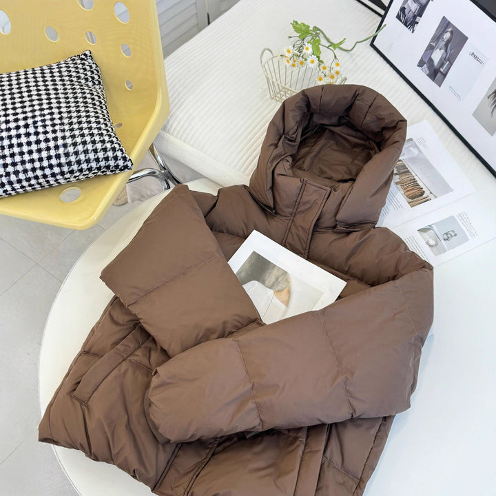 Women's Padded Hooded Quilted Jacket with High Collar and Oversized Silhouette Mune Fashion