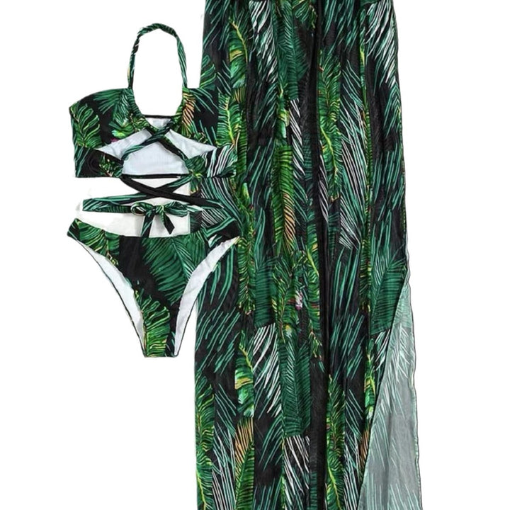 Women Two-Piece Beach Outfit with Floral Design and Refined Cut-Outs Mune Fashion