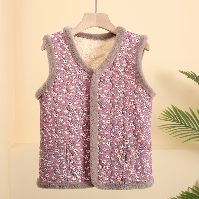 Ladies quilted thermal vest with teddy lining and button placket Mune Fashion