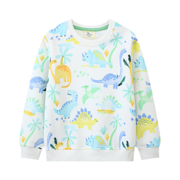 Kids Sweatshirt with Colorful Dinosaur Print Mune Fashion