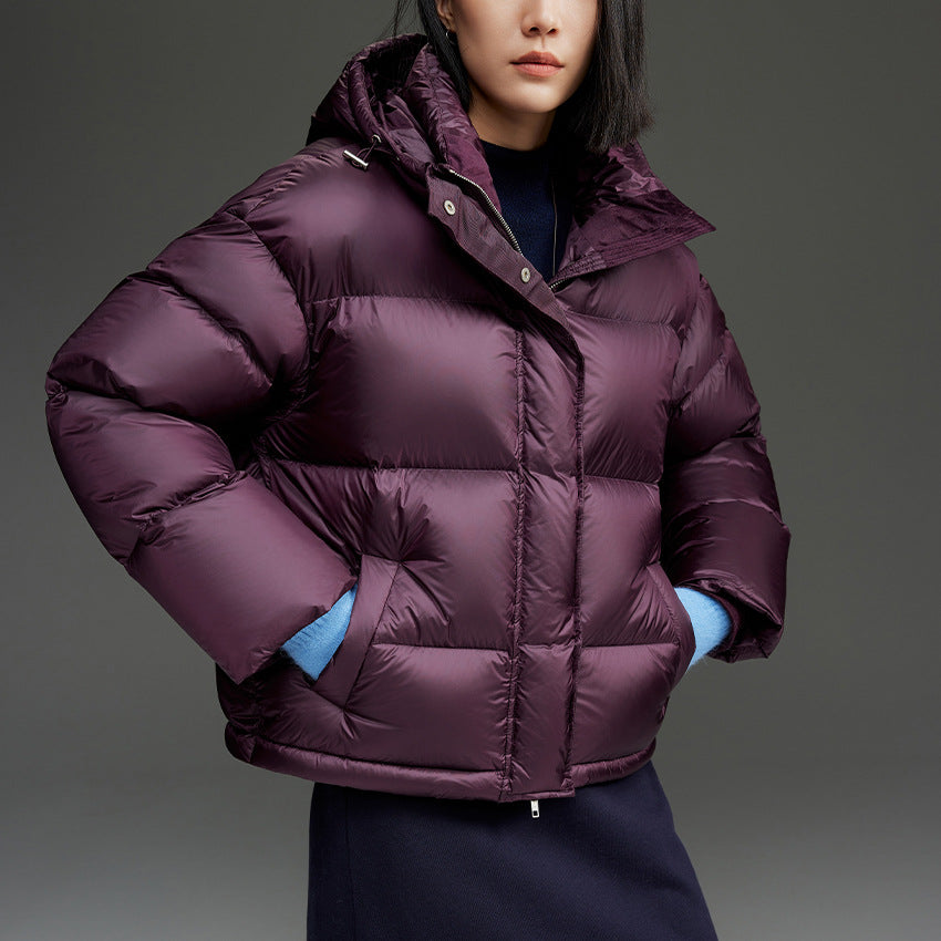 Women Short Boxy Quilted Down Jacket with Hood Mune Fashion
