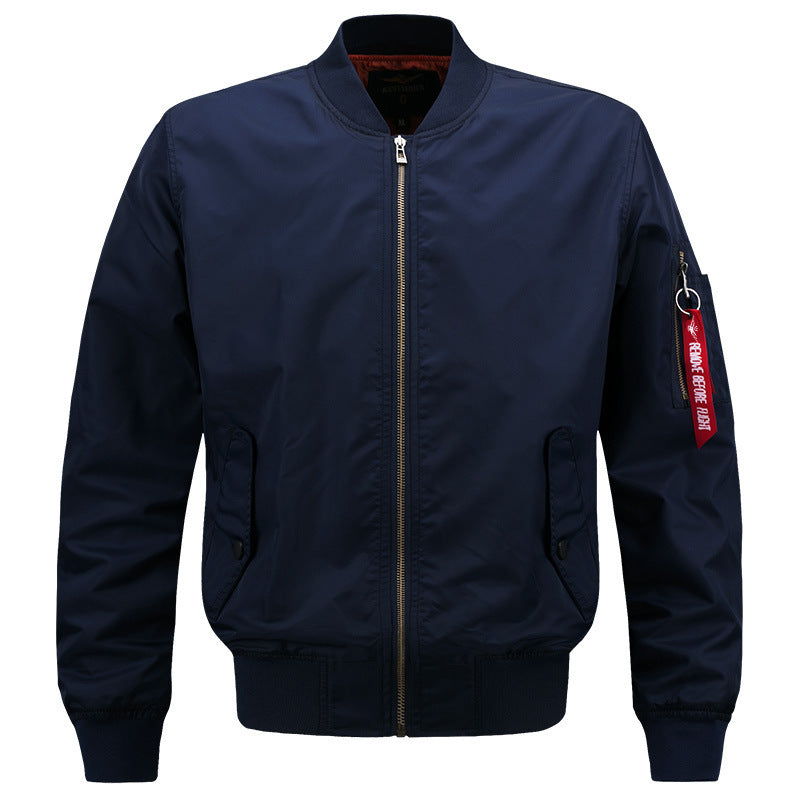 Men's Padded Bomber Jacket in Pilot Style with Sleeve Utility Pocket and Ribbed Cuffs