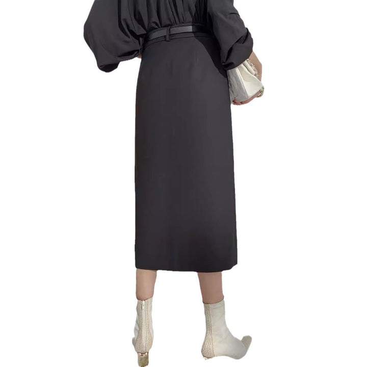 Women Elegant Midi Skirt with High Waist Mune Fashion