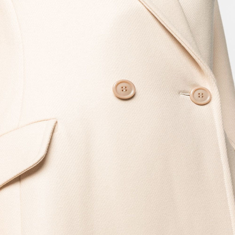 Women's Midi-Length Tailoring Coat Made of Wool Blend with Narrow Lapel and Flattering Fall Mune Fashion