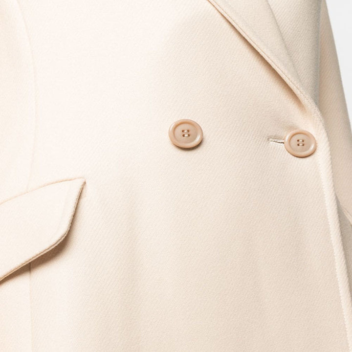 Women's Midi-Length Tailoring Coat Made of Wool Blend with Narrow Lapel and Flattering Fall Mune Fashion