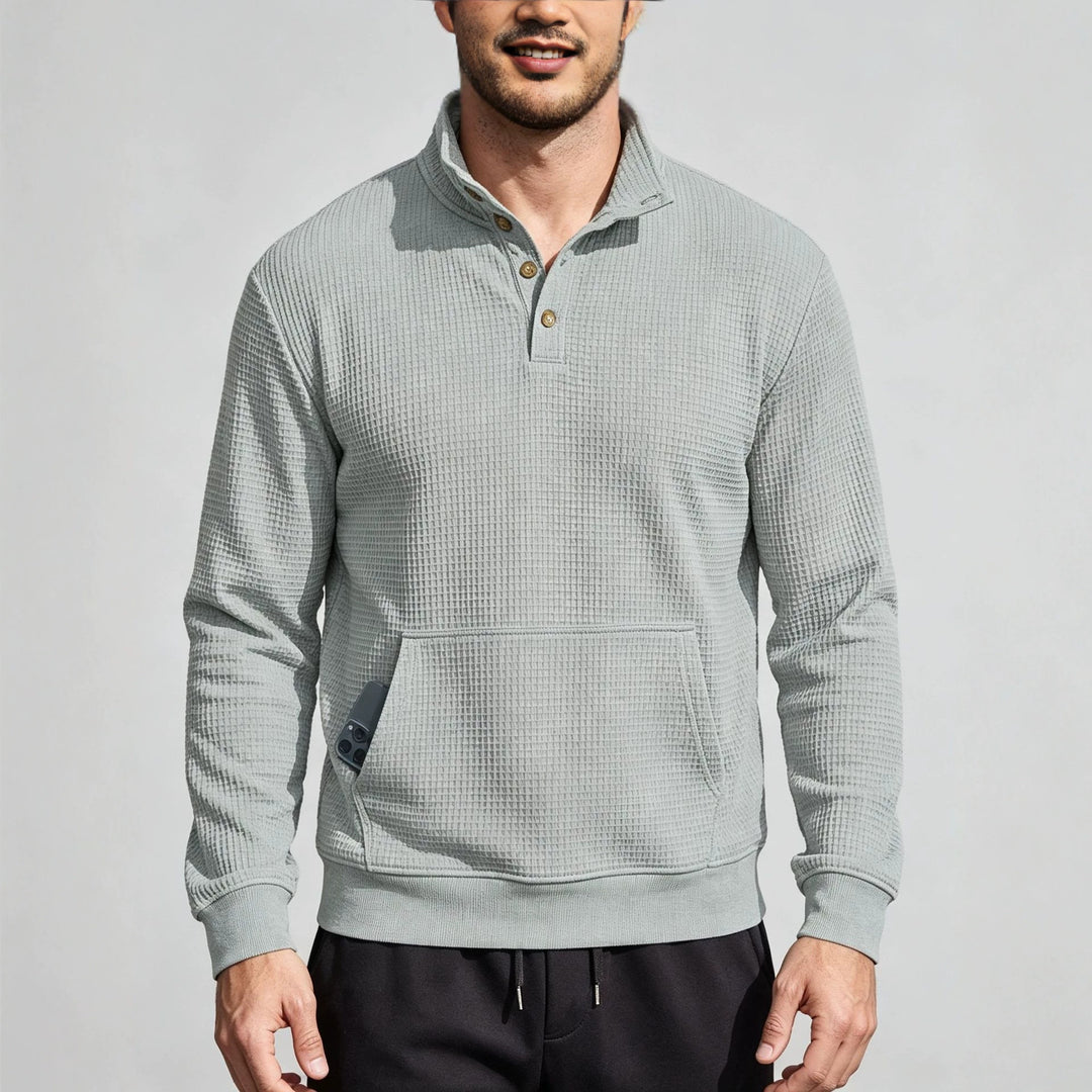 Men's Fashion Sports Sweater with Button Placket