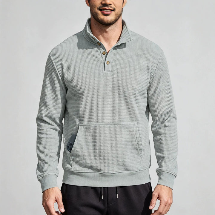 Men's Fashion Sports Sweater with Button Placket