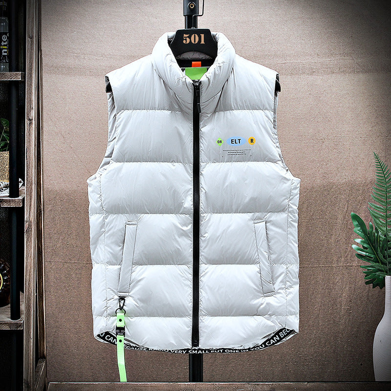 Men's padded quilted vest with high stand-up collar and drawstring hem Mune Fashion
