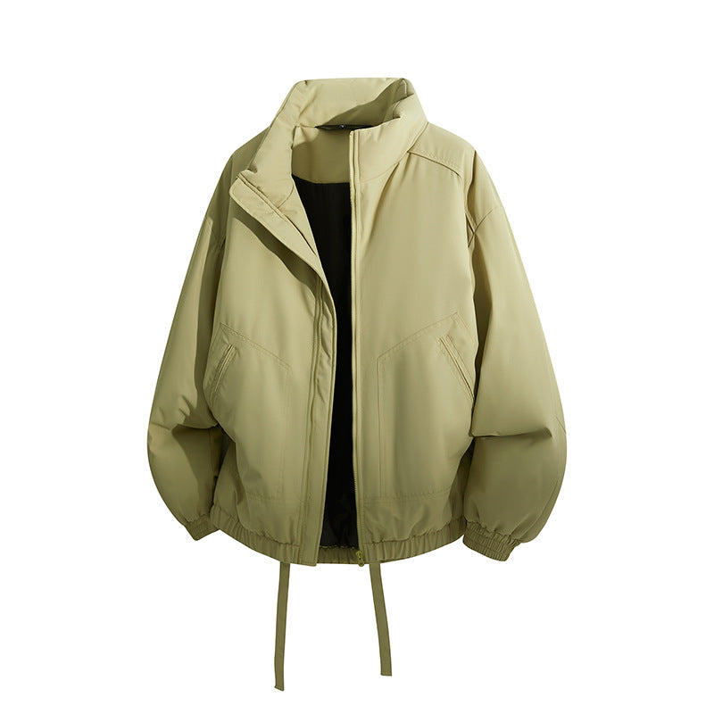 Men's Oversized Windbreaker Bomber Jacket with Drawstring and Stand-Up Collar Mune Fashion