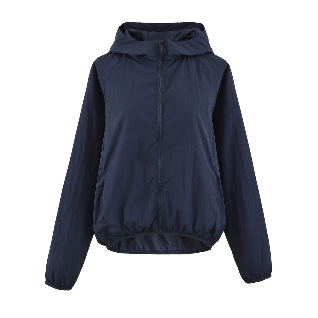 Women's Ultralight Hooded Windbreaker with Extended Back Hem and Elastic Hem Mune Fashion