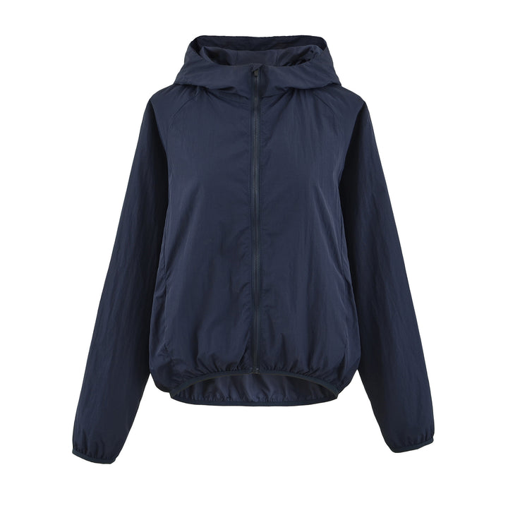 Women's Ultralight Hooded Windbreaker with Extended Back Hem and Elastic Hem Mune Fashion