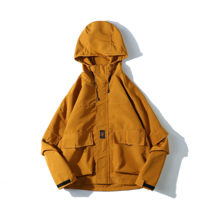 Unisex Loose-Fitting Utility Softshell Jacket with Hood and Multiple Pockets Mune Fashion
