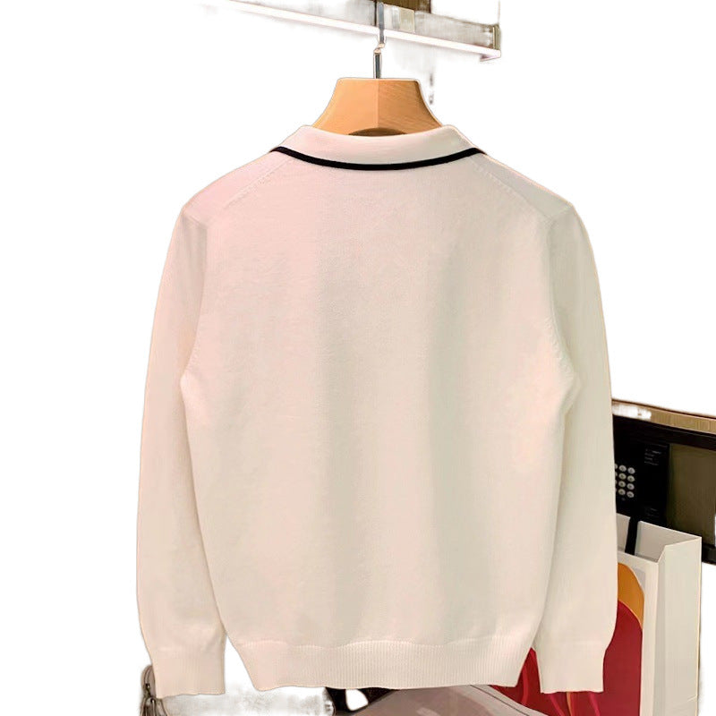 Men's fine-knit polo sweater with open polo collar and contrasting edge Mune Fashion