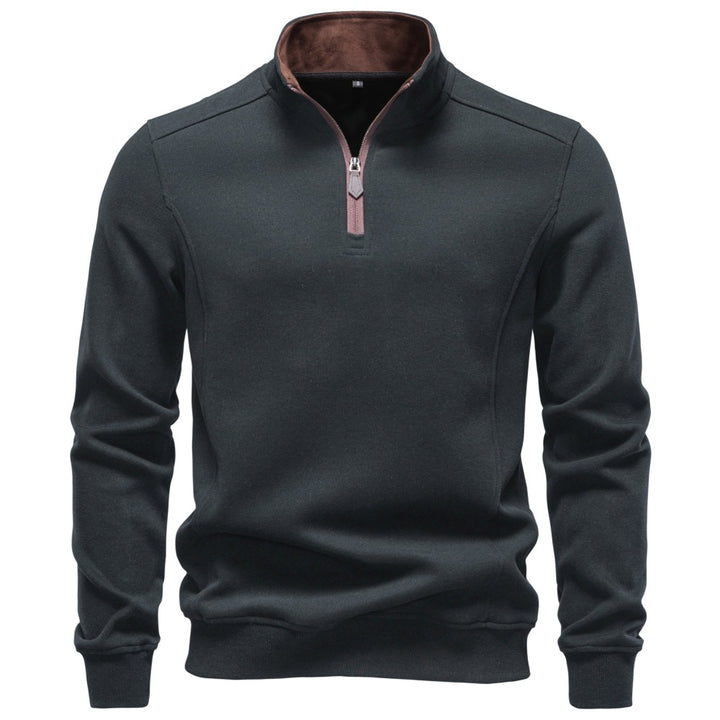 Men's Troyer pullover with short zipper and stand-up collar Mune Fashion