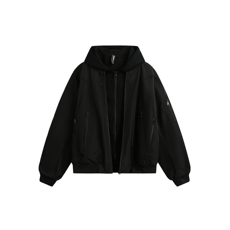 Unisex Layer Hooded Jacket with Integrated Inner Vest and Multifunctional Pockets Mune Fashion