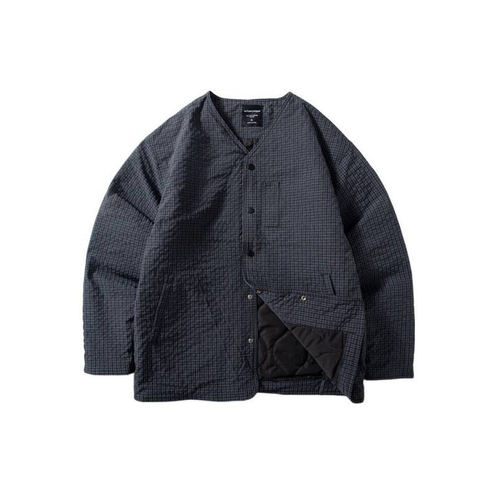 Men's quilted jacket without a collar with snap button closure and side insert pockets Mune Fashion