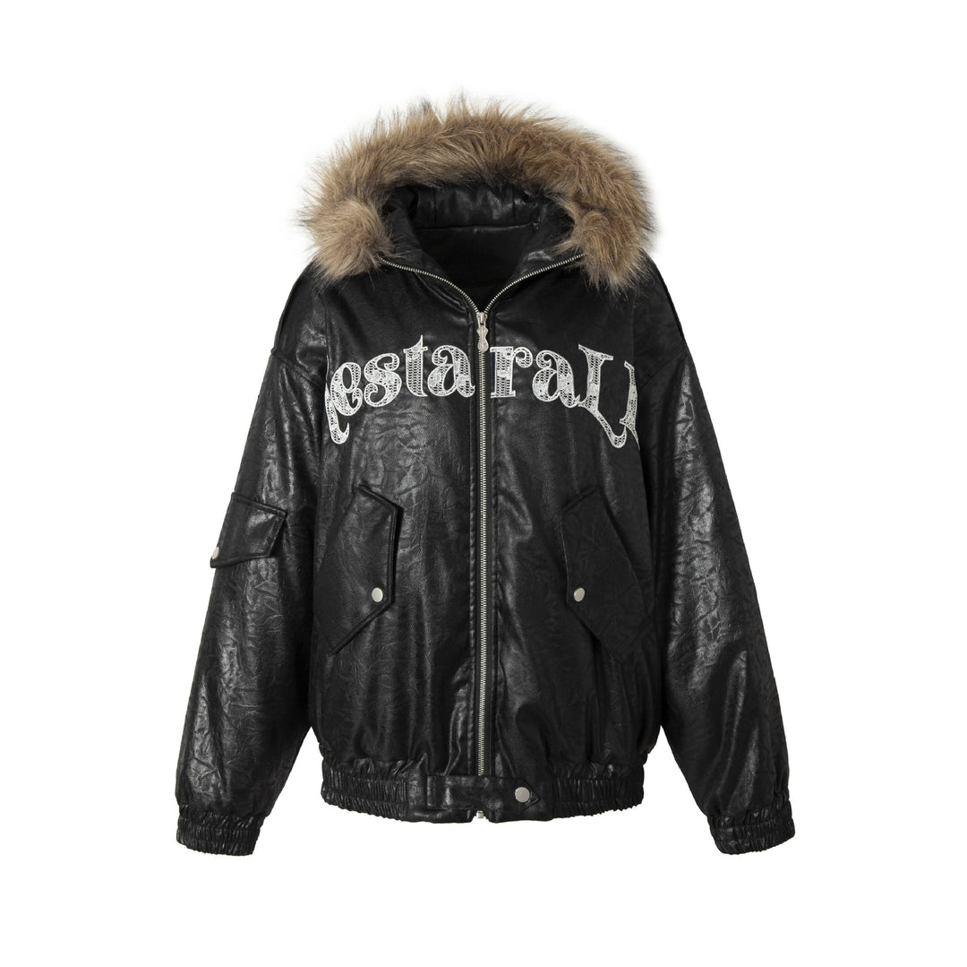 Men's Padded Oversized Bomber with Faux Fur Collar and Utility Pockets Mune Fashion