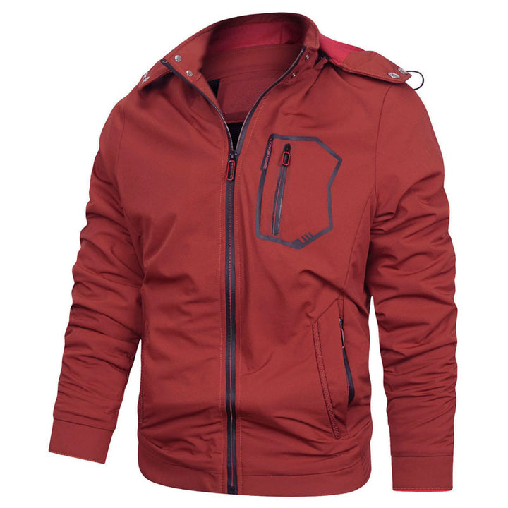 Men's sporty softshell hoodie jacket with water-repellent membrane, breast pocket, and stand-up collar Mune Fashion