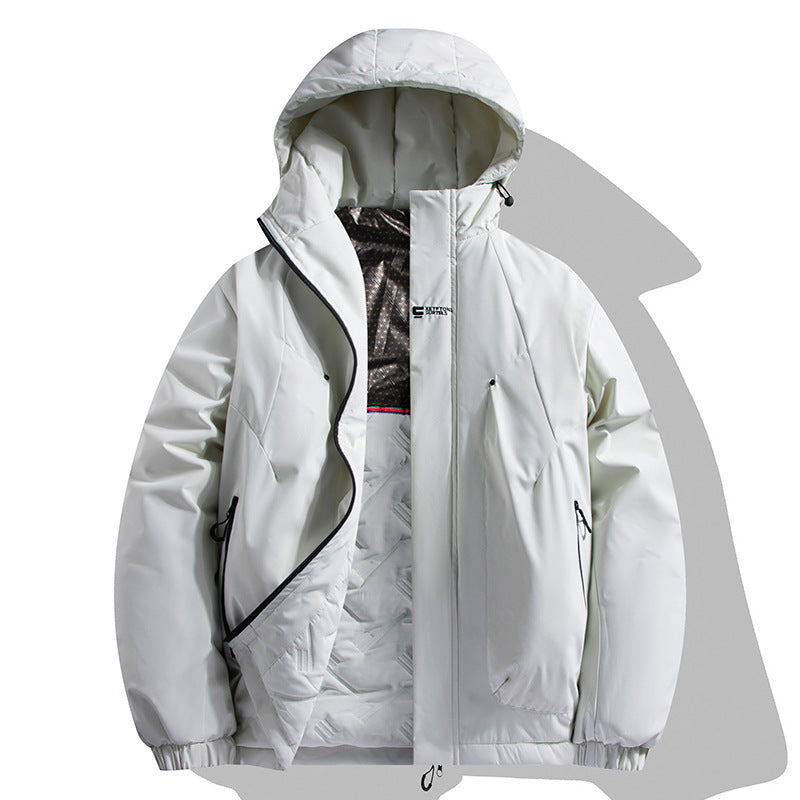 Men's Insulated Padded Hooded Jacket with Thermal Insulation, Two-Way Zipper & Drawstring Hem Mune Fashion