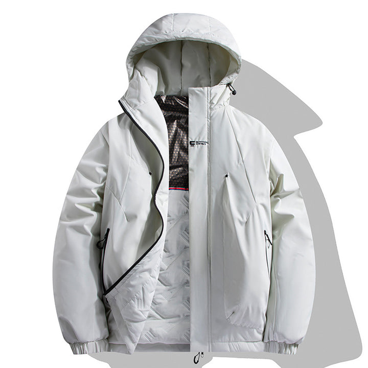 Men's Insulated Padded Hooded Jacket with Thermal Insulation, Two-Way Zipper & Drawstring Hem Mune Fashion