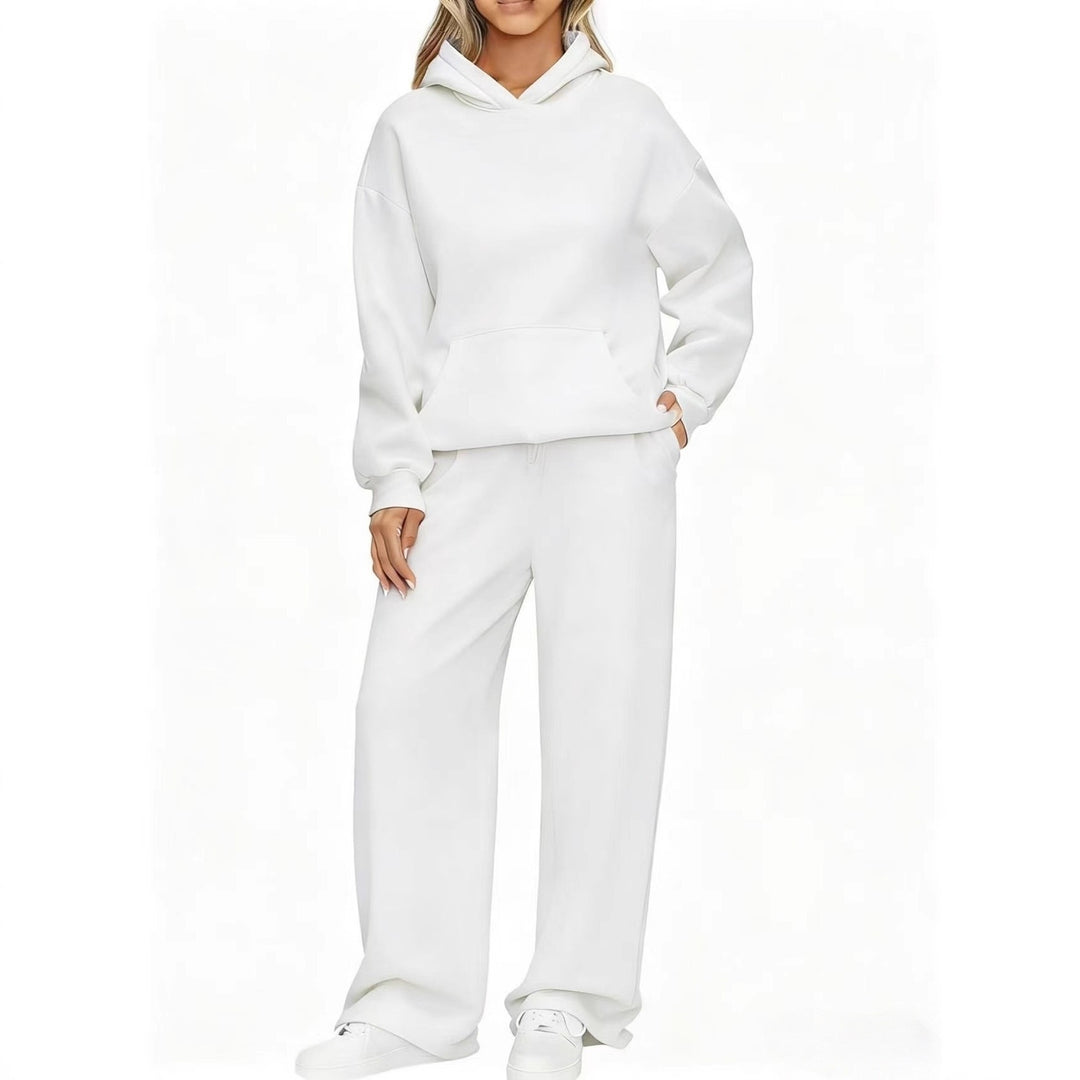 Women's Cozy Loungewear Set with oversized hoodie, kangaroo pocket and wide palazzo jogging pants Mune Fashion